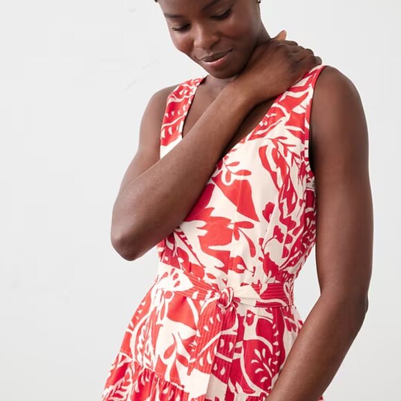 Banana Republic Poplin Corset Waist Midi Dress Red Chic Classic Sz 10 NWT B9 - Picture 4 of 11